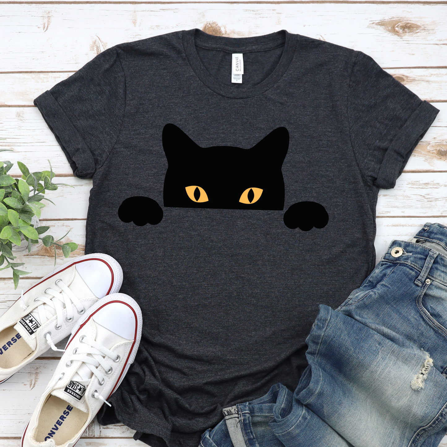 Peeking Black Cat Tee