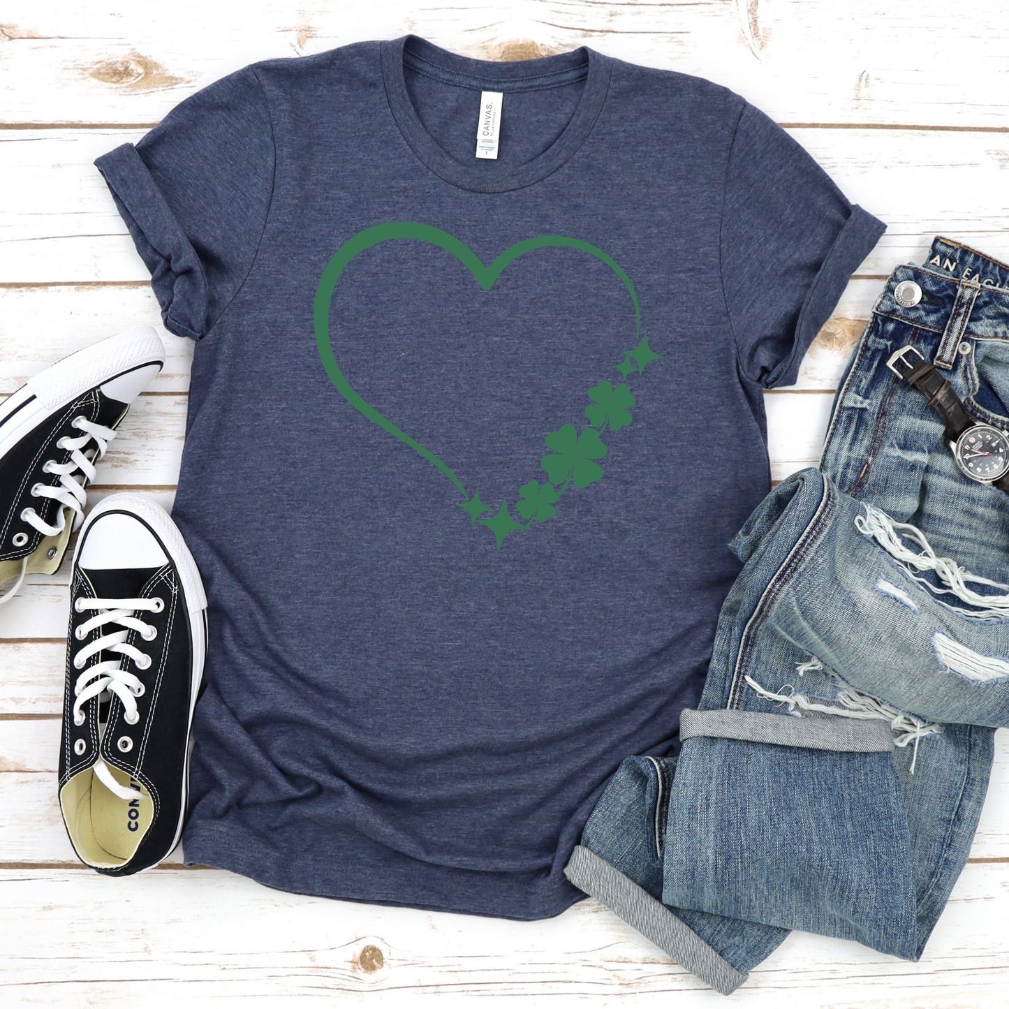St Patrick's Day Unisex Tee with Shamrock Heart Design