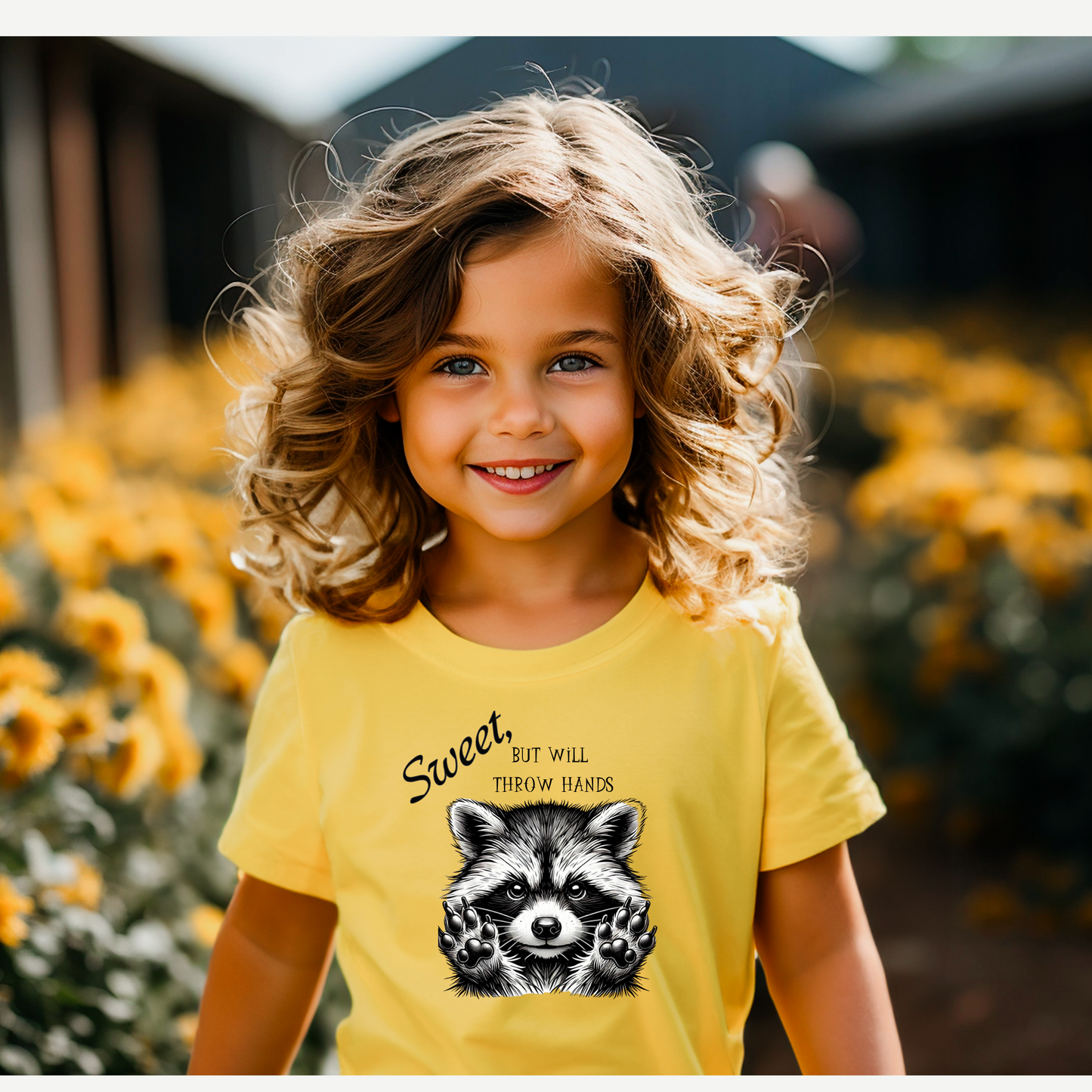 Sweet But Will Throw Hands Raccoon Design
