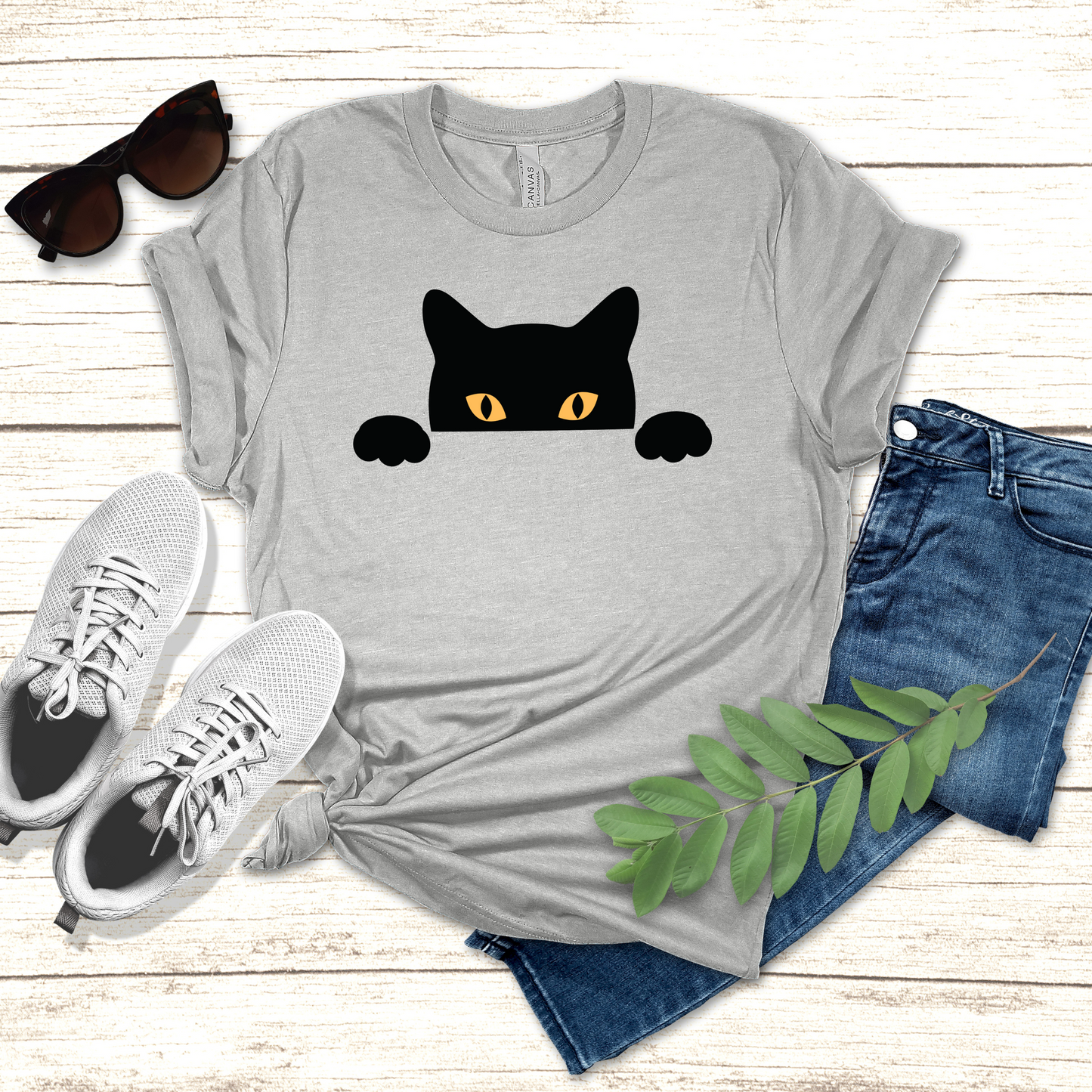 Peeking Black Cat Tee