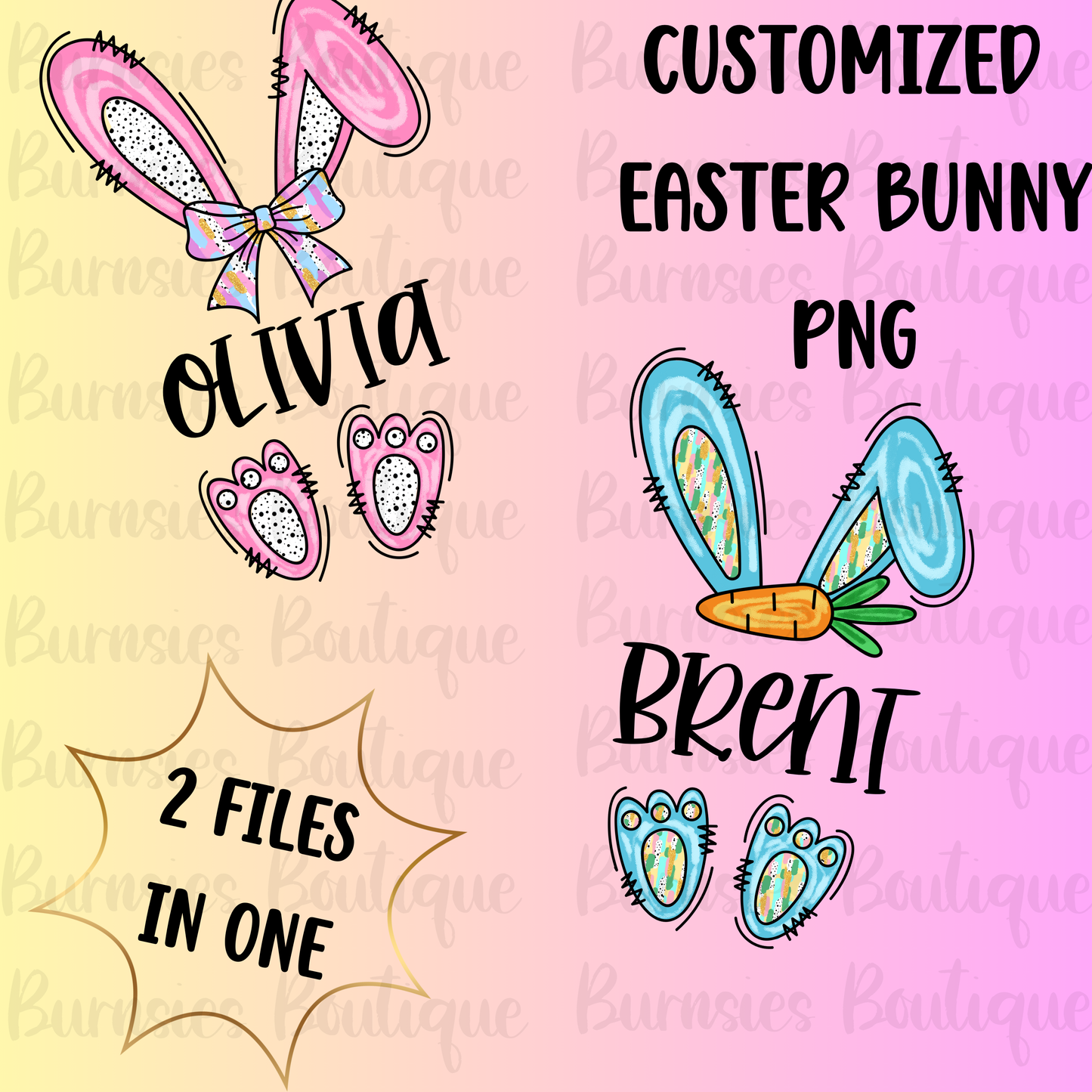 Customized children's Easter bunny png