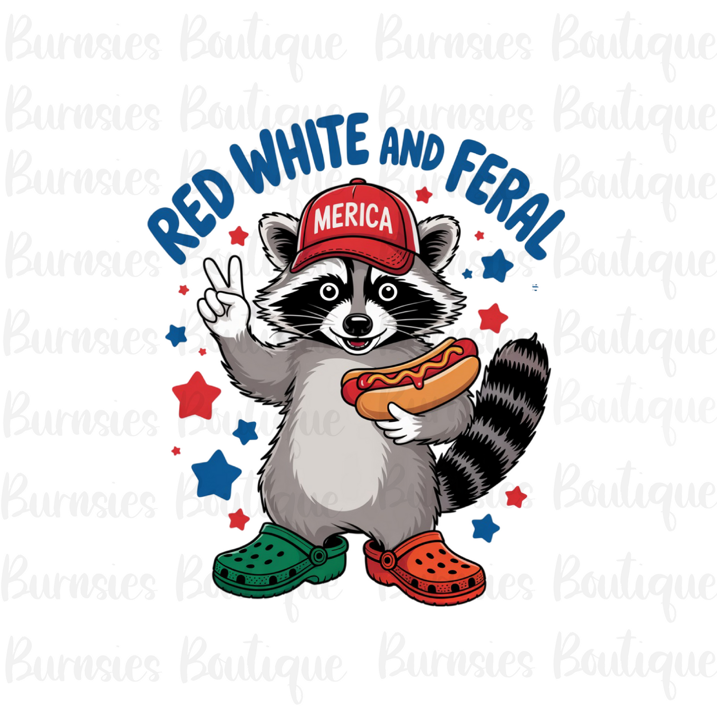 Red, white, and feral png digital download