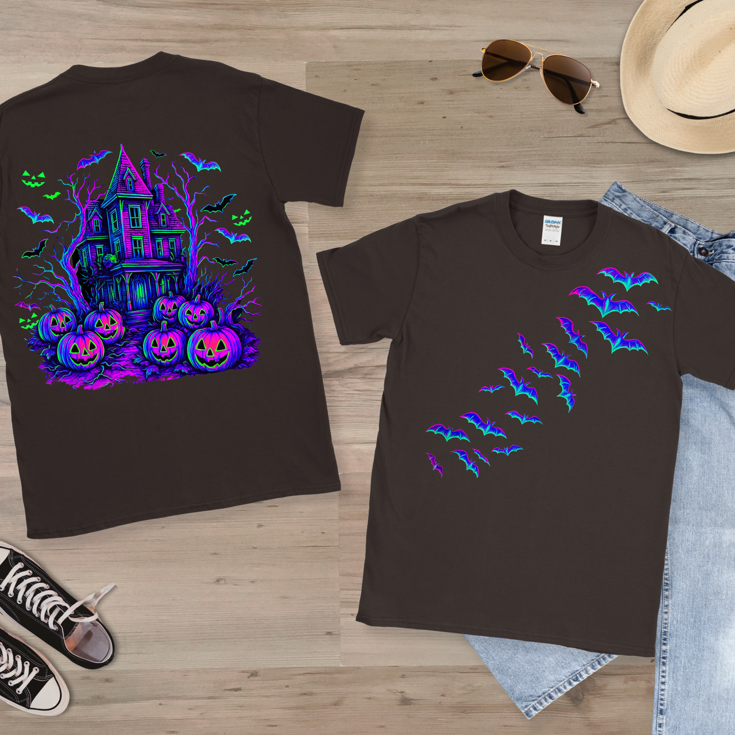 Halloween Unisex T-Shirt with Front and Back Scene