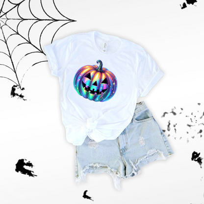 Unisex T-Shirt with Iridescent Pumpkin Design