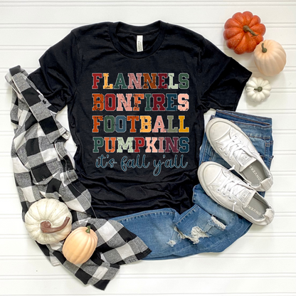 Fall Vibes Unisex T-Shirt - flannels, bonfires, football, pumpkins