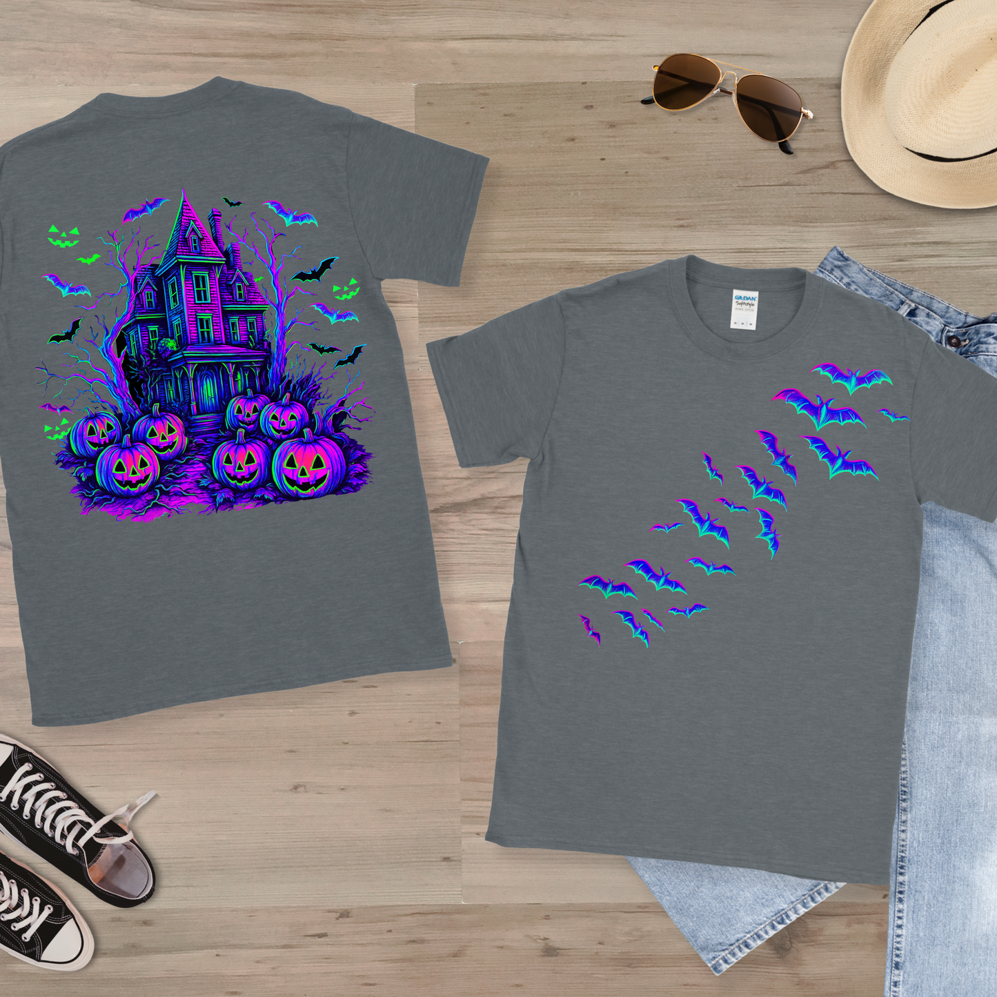 Halloween Unisex T-Shirt with Front and Back Scene