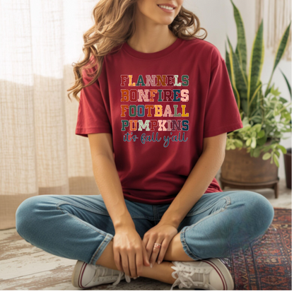 Fall Vibes Unisex T-Shirt - flannels, bonfires, football, pumpkins