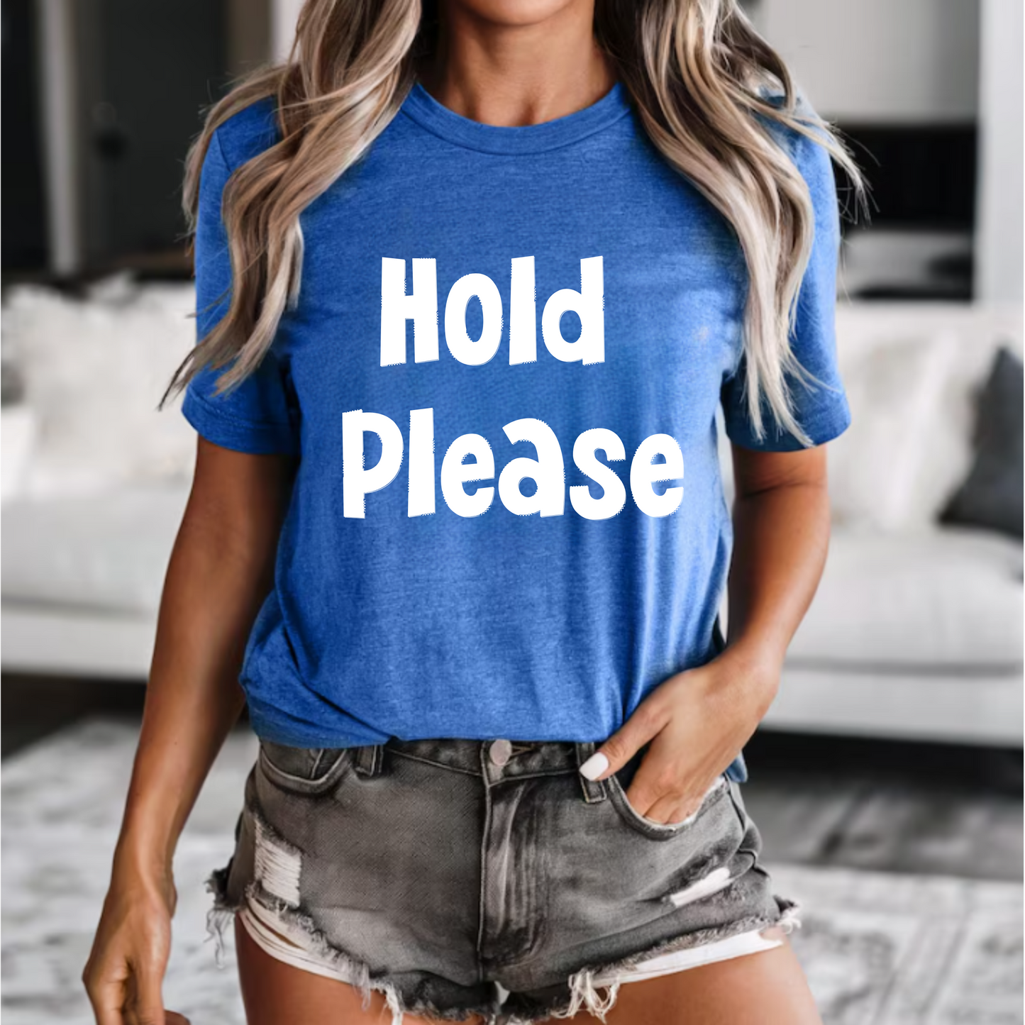 "Hold Please" PeachLady Tee