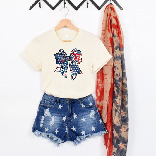 Patriotic Tee with Coquette Bow