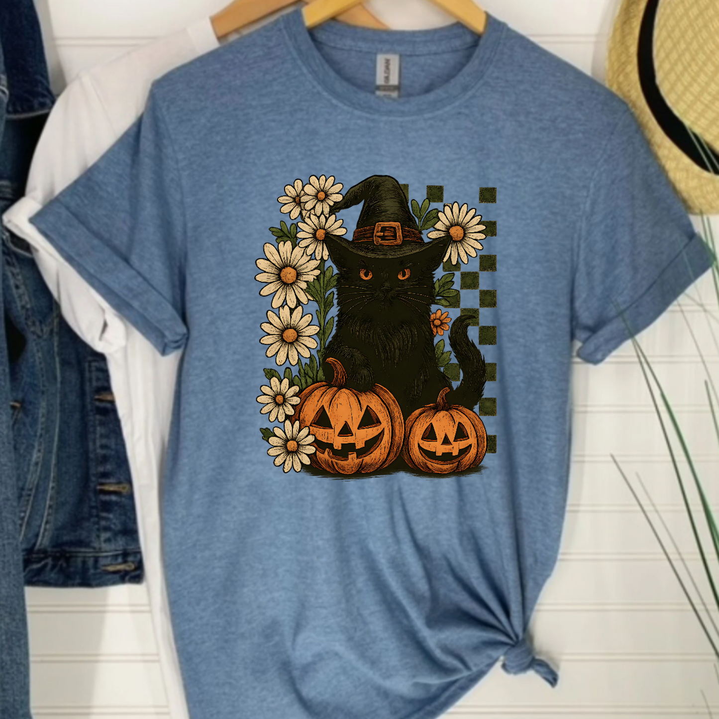 Black Cat and Pumpkins T-Shirt