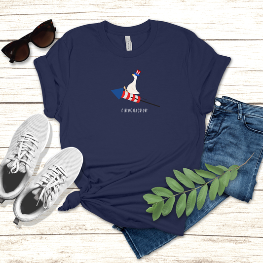 Unisex T-Shirt - 4th of July Duck on a Rocket Design