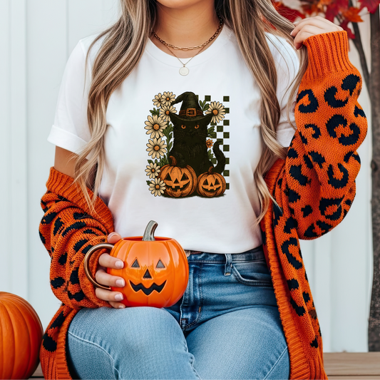 Black Cat and Pumpkins T-Shirt