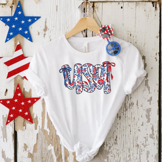 Floral USA Tee
