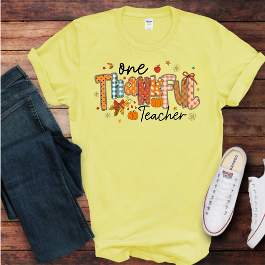 Teacher Appreciation Unisex Softstyle T-Shirt - One Thankful Teacher Design