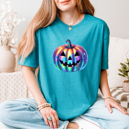 Unisex T-Shirt with Iridescent Pumpkin Design