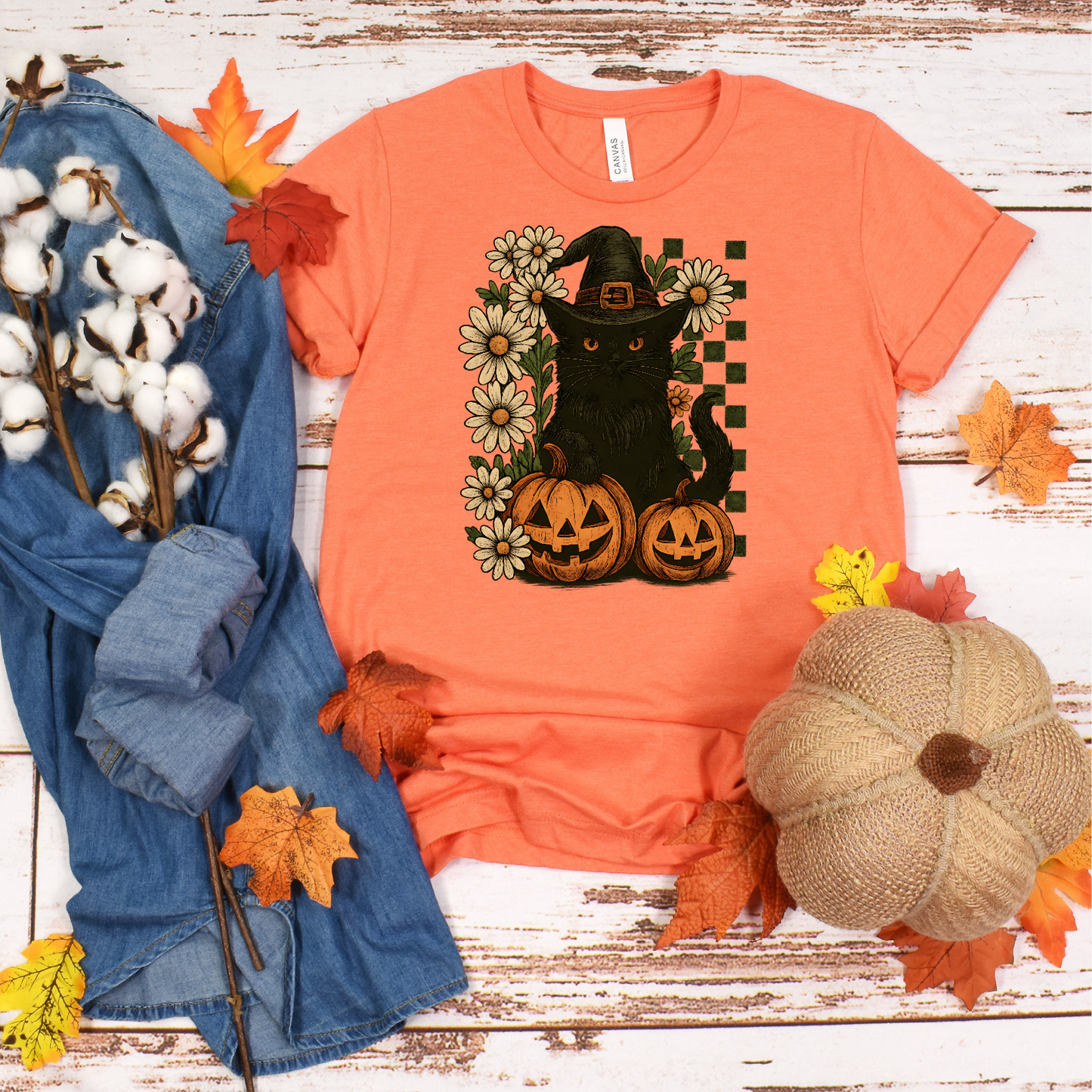 Black Cat and Pumpkins T-Shirt