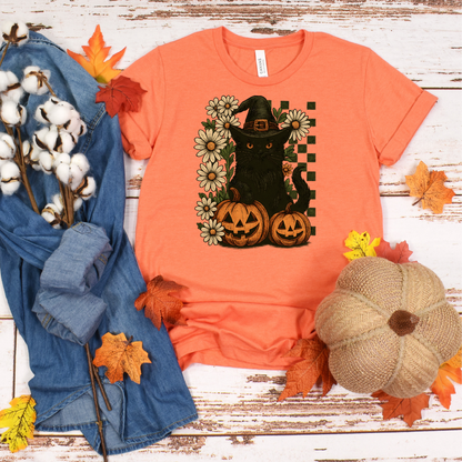 Black Cat and Pumpkins T-Shirt