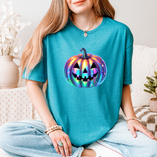 Unisex T-Shirt with Iridescent Pumpkin Design
