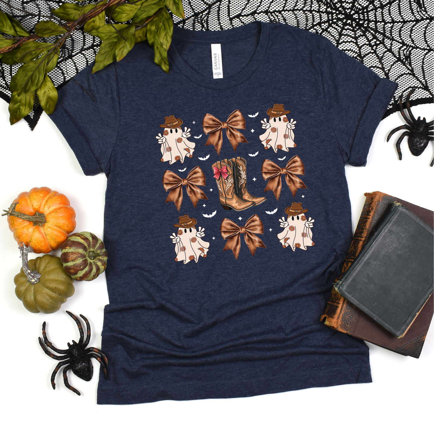 Cowboy Halloween Unisex T-Shirt with Coquette Bows and Cowboy Boots