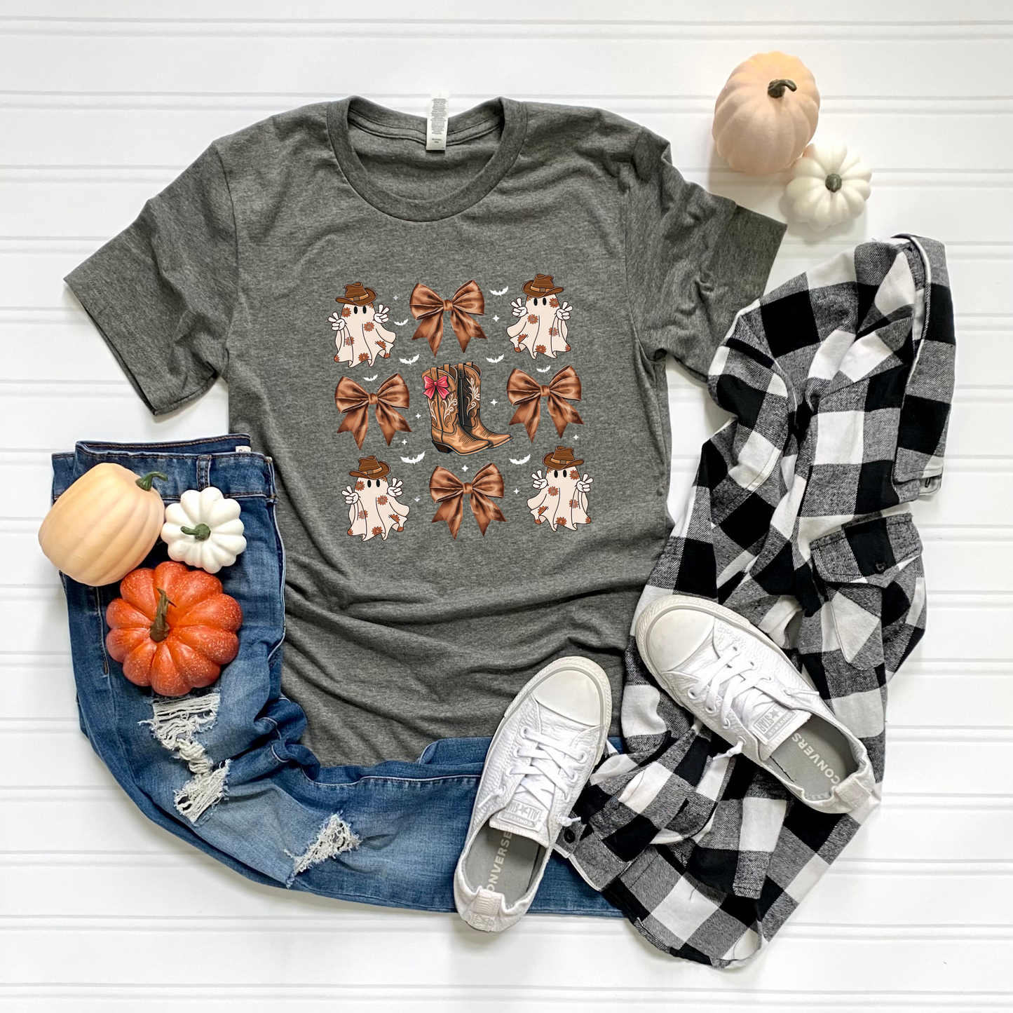 Cowboy Halloween Unisex T-Shirt with Coquette Bows and Cowboy Boots
