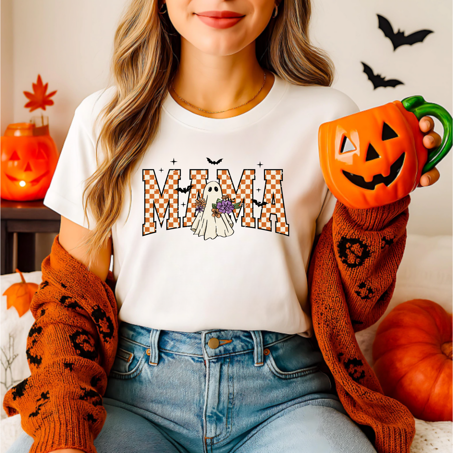 Unisex T-Shirt Mama with Ghost Halloween Shirt