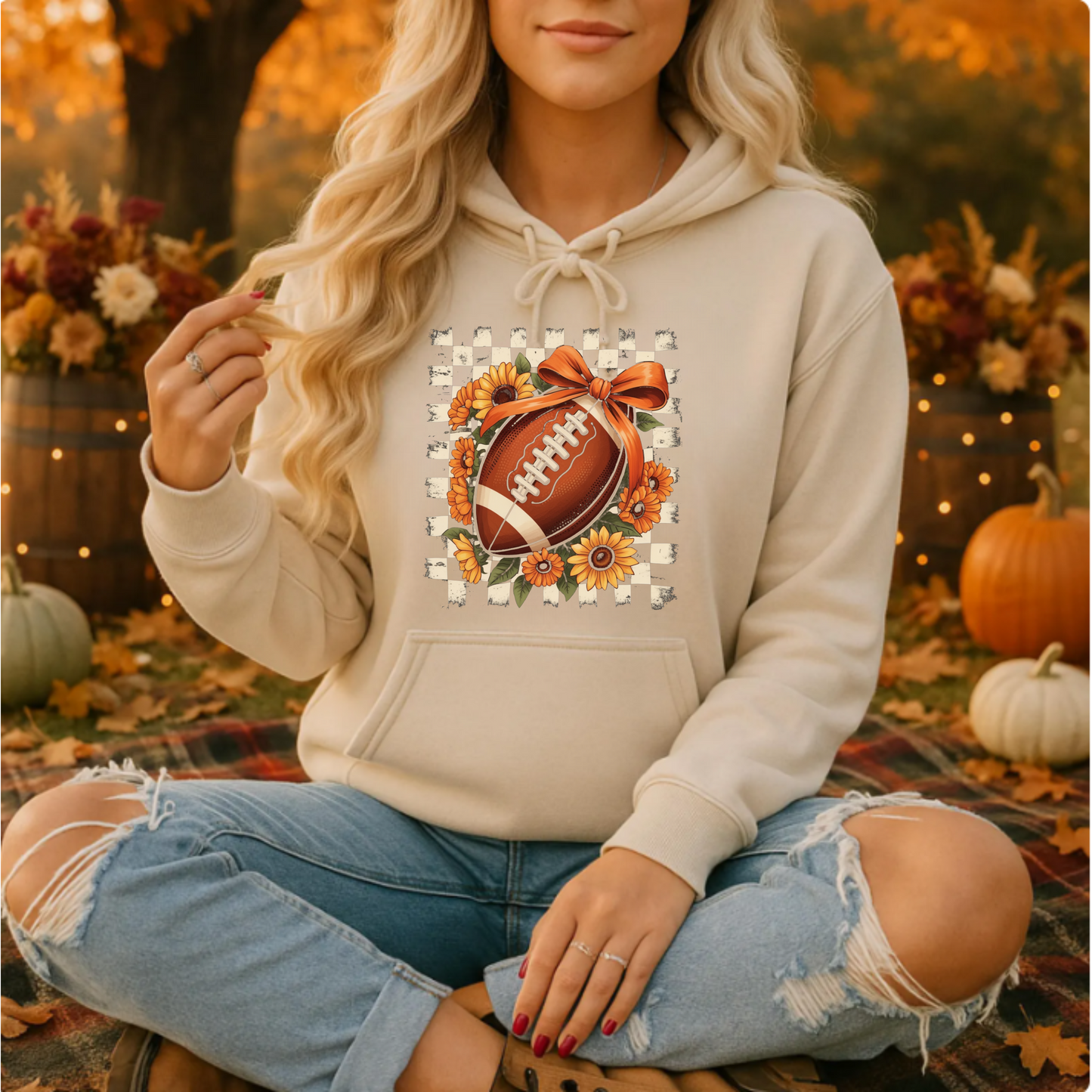 Floral Fall Football Hoodie