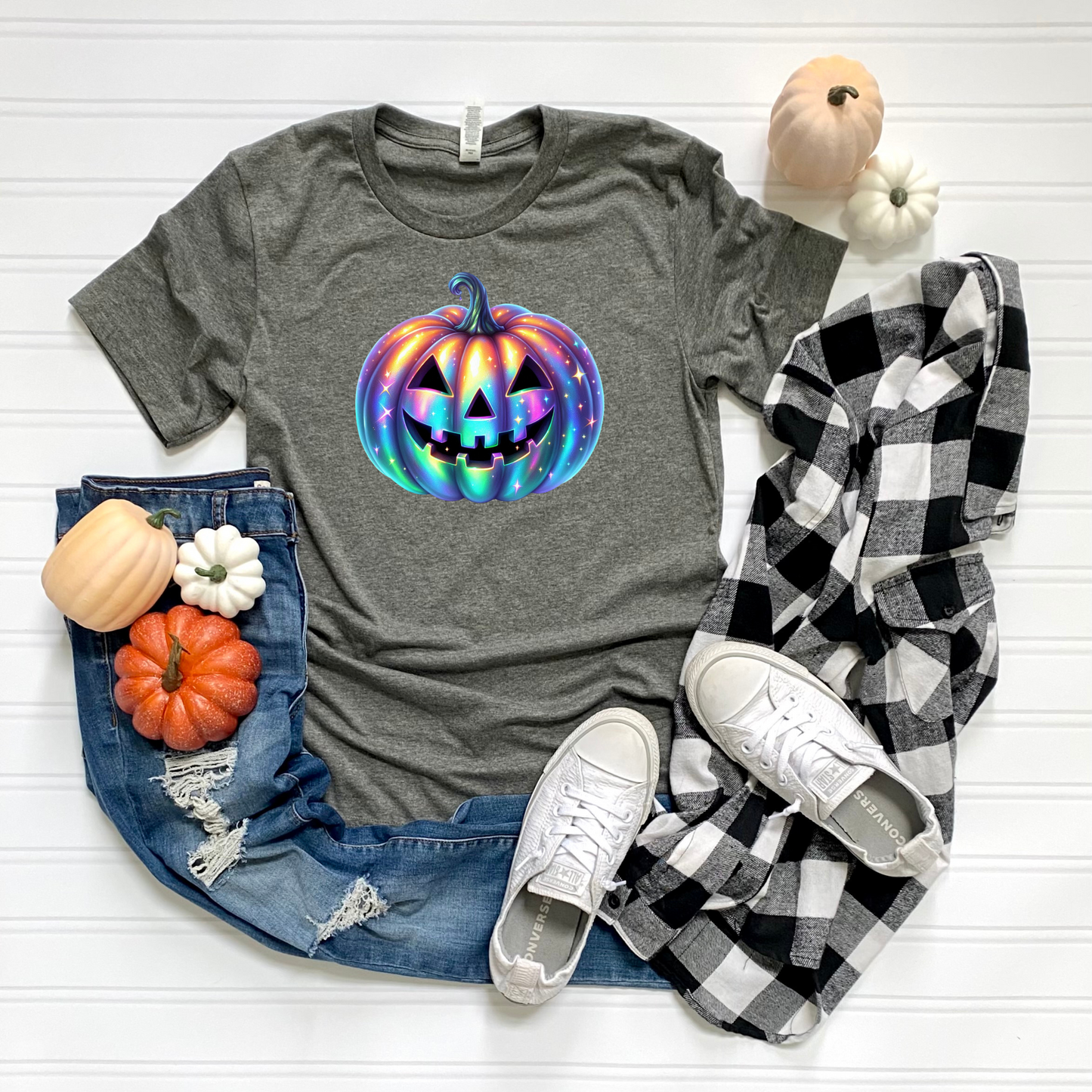 Unisex T-Shirt with Iridescent Pumpkin Design
