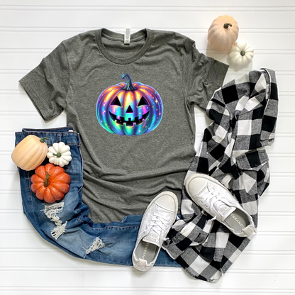 Unisex T-Shirt with Iridescent Pumpkin Design