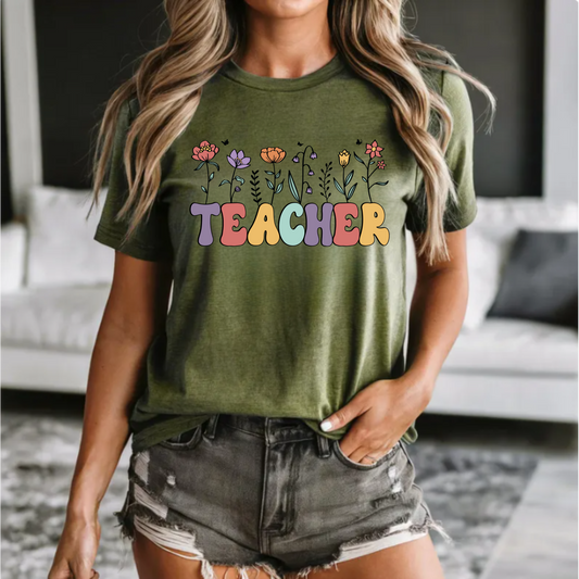 Floral Teacher Tee