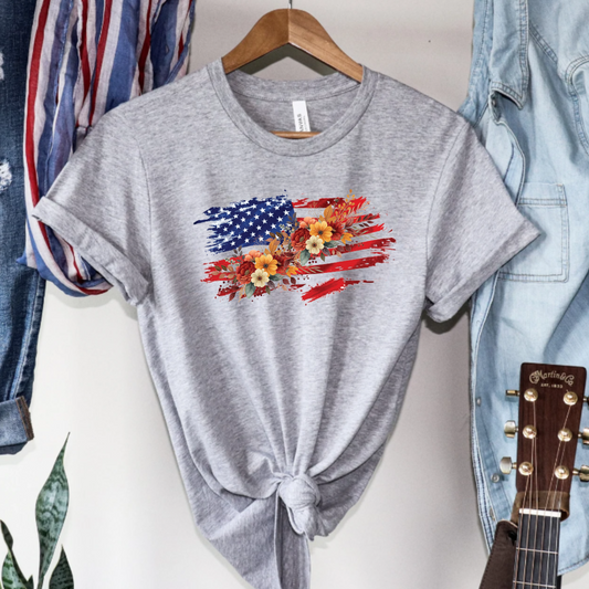 Floral USA Flag Tee