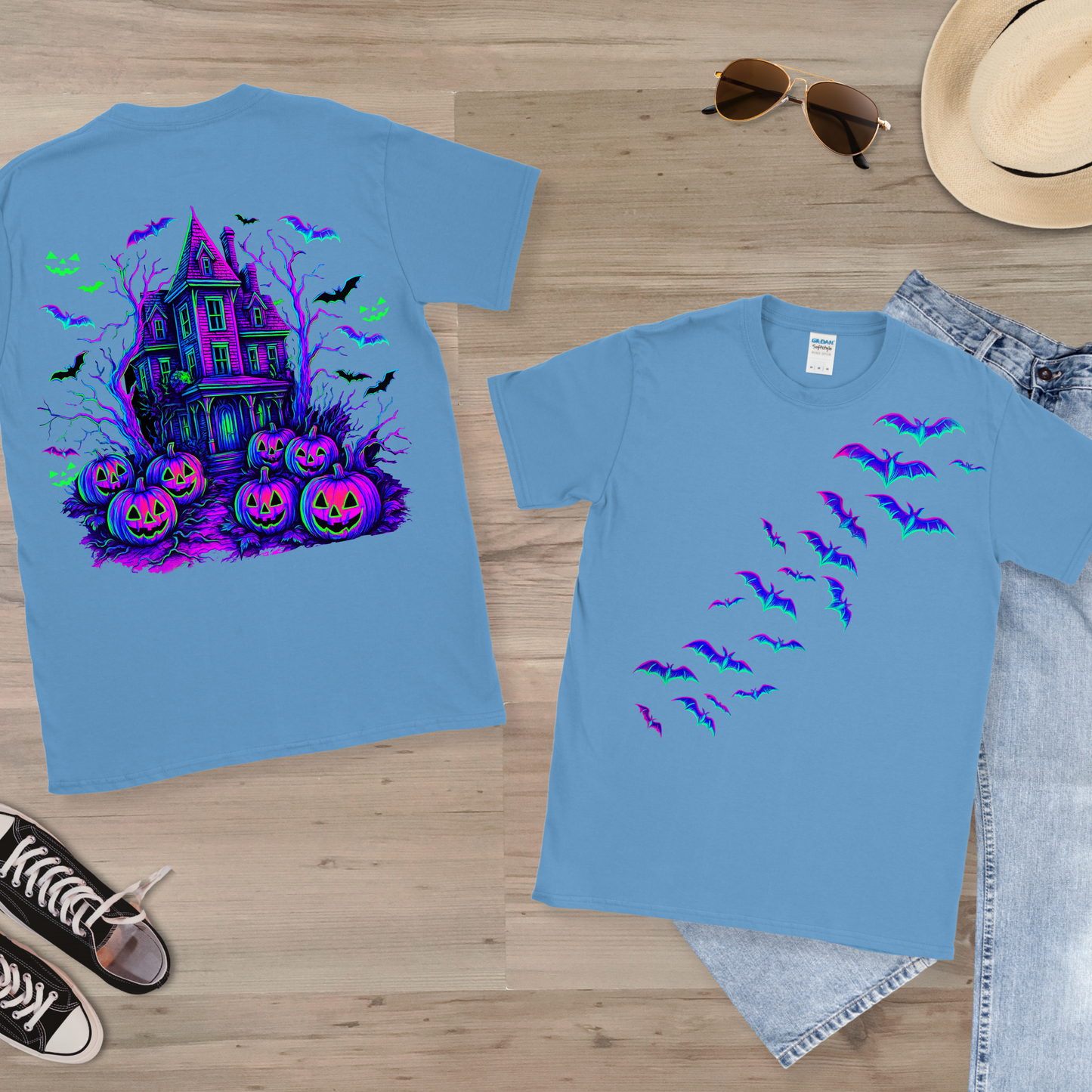 Halloween Unisex T-Shirt with Front and Back Scene