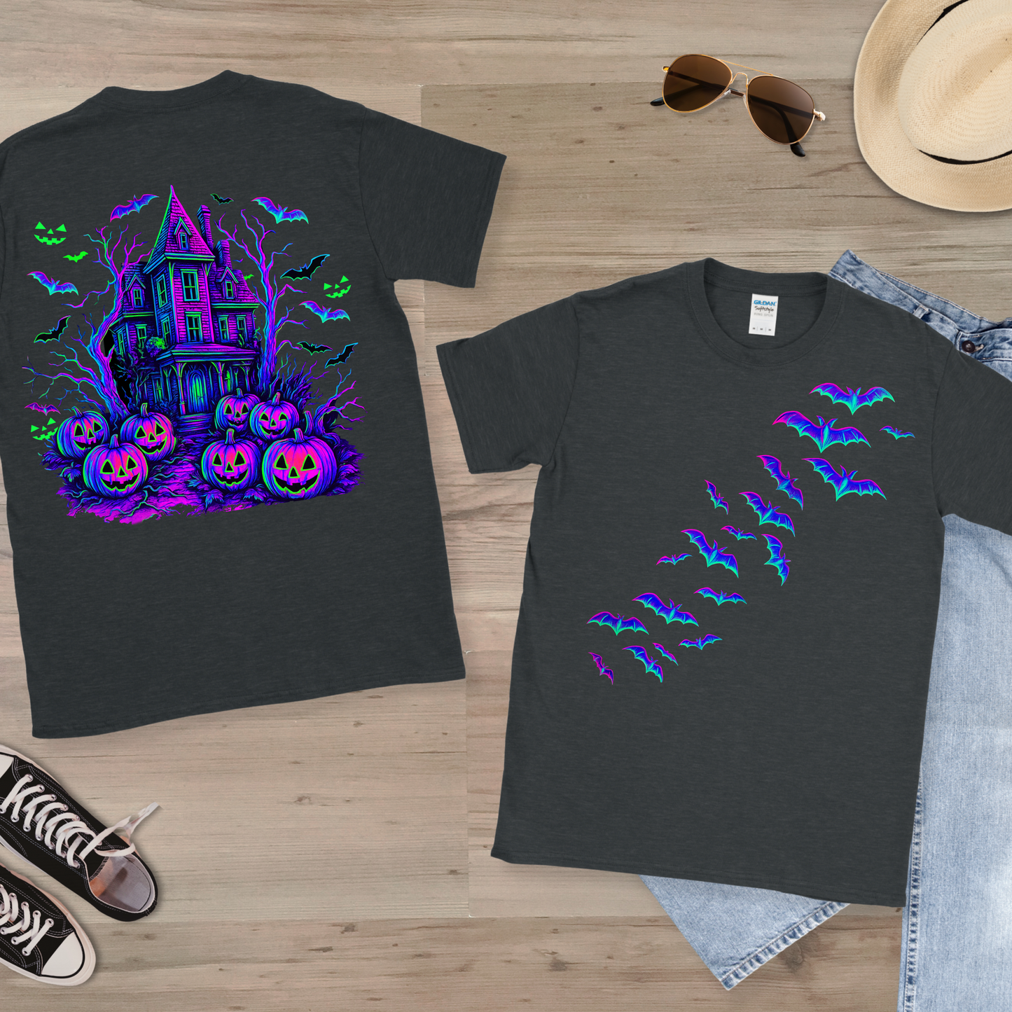 Halloween Unisex T-Shirt with Front and Back Scene