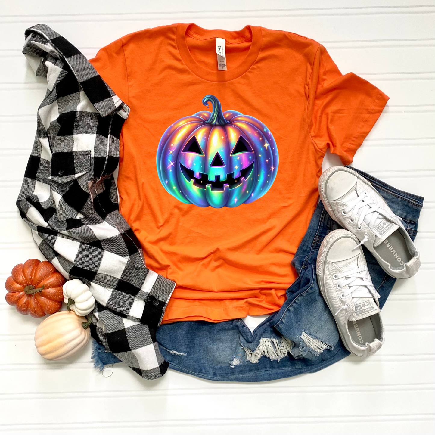 Unisex T-Shirt with Iridescent Pumpkin Design