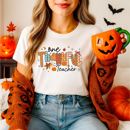 Teacher Appreciation Unisex Softstyle T-Shirt - One Thankful Teacher Design