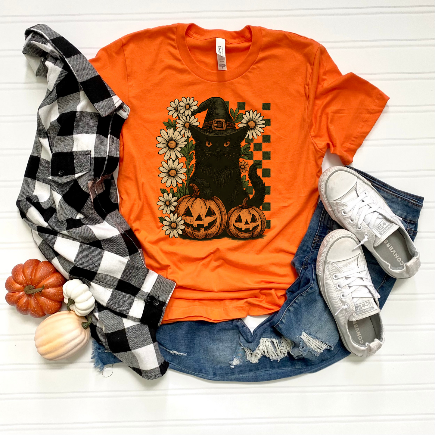 Black Cat and Pumpkins T-Shirt