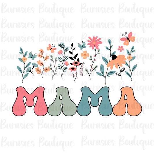 Retro Floral 'mama" png digital download