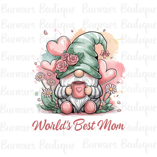 Worlds best mom Gnome png digital download
